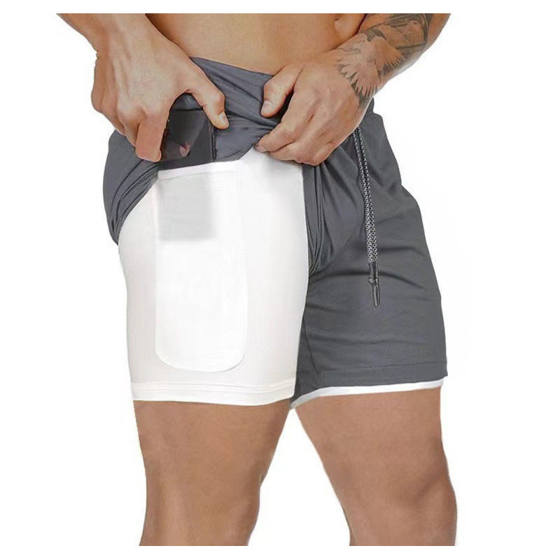 Men's Double Gym Shorts Sport Quick Dry Workout Jogging