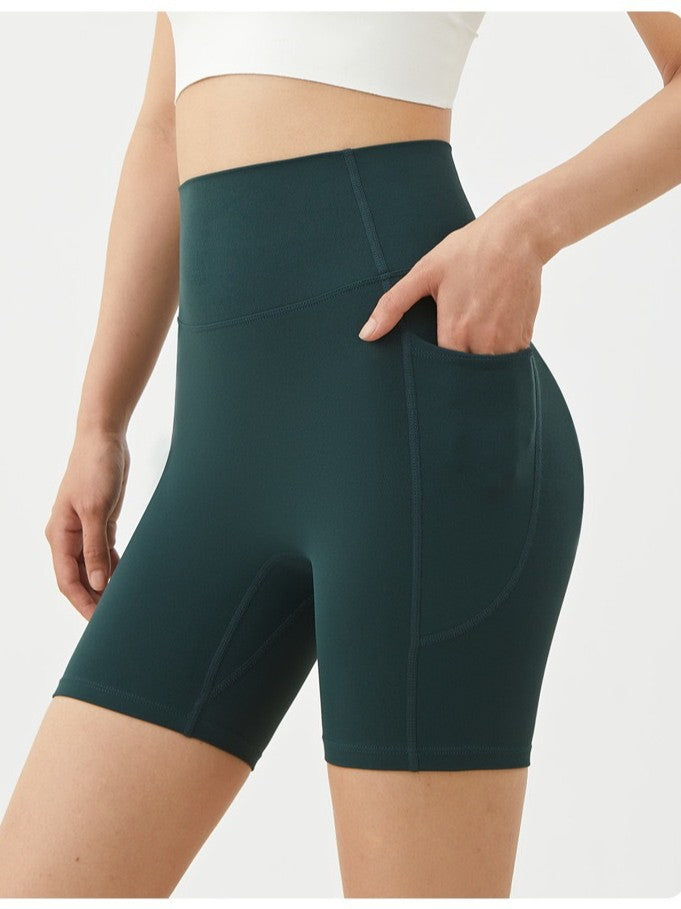 Womens High Waisted Butt Lifting Yoga Shorts Nylon Spandex Workout Shorts