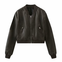Womens PU Leather Biker Jacket