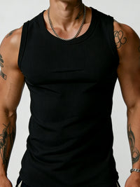 Men's Ribbed Solid Color Slim Fit Workout Tank Top
