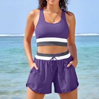 Womens Two-Piece Swimsuit Color Block Sportswear