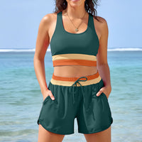 Womens Two-Piece Swimsuit Color Block Sportswear