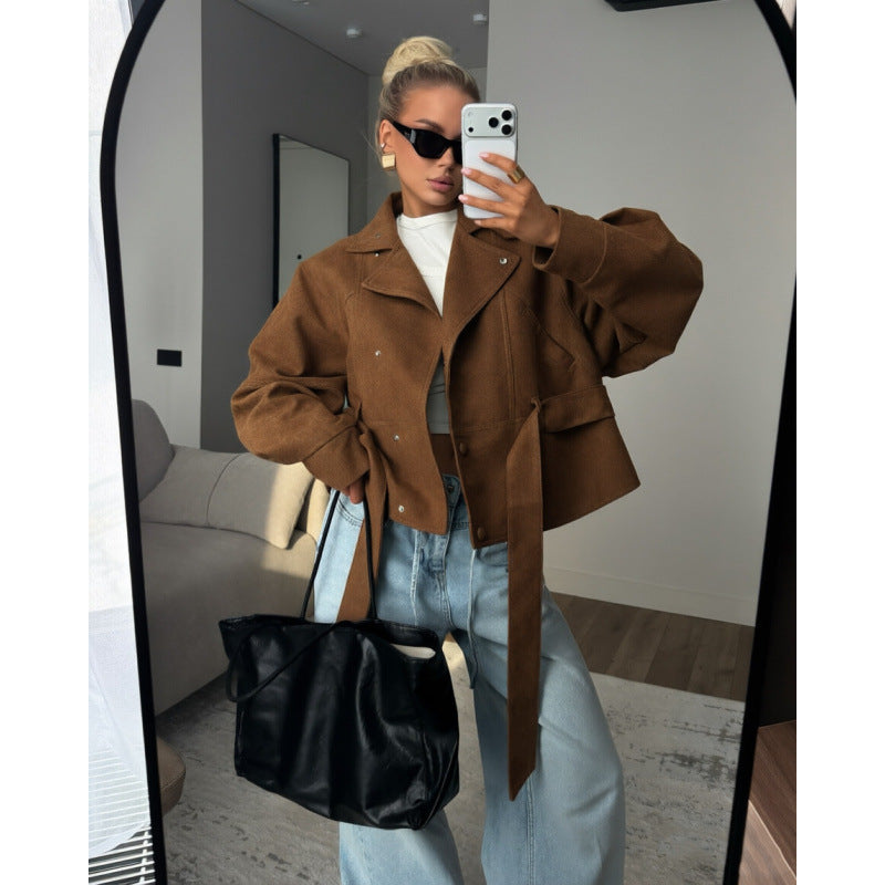 Womens Faux Suede Biker Jacket