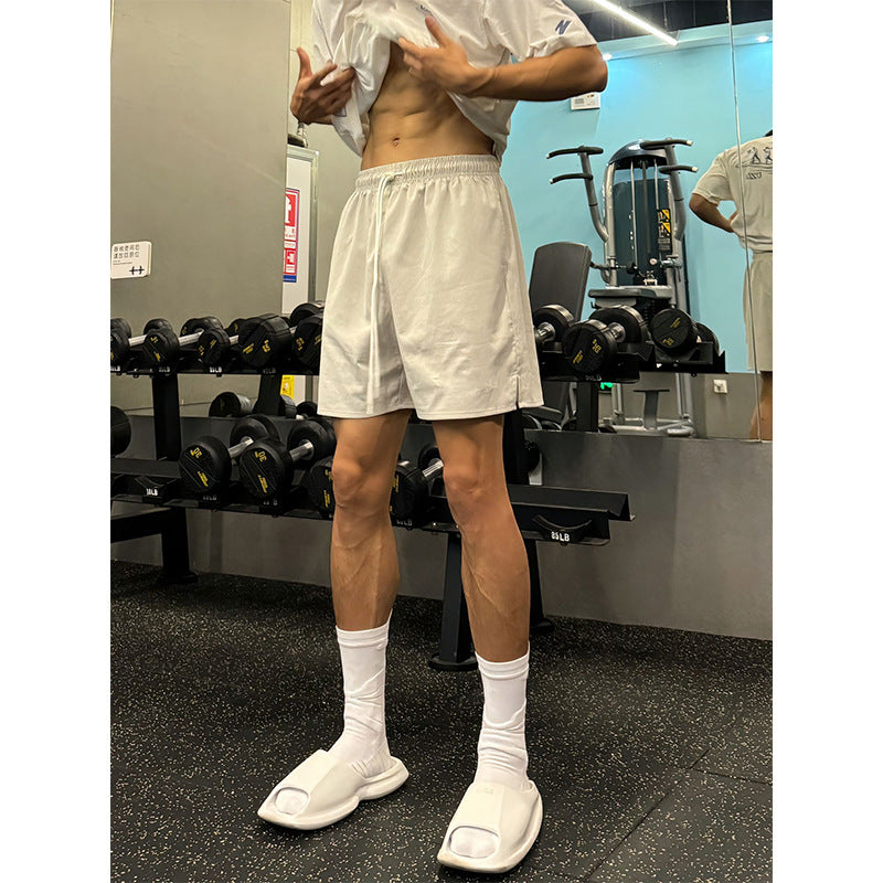 Fitness workout shorts, solid-color pants, casual three-quarter-length pants.