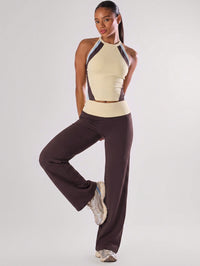 Women's Sleeveless Sportswear Set with Wide-Leg Pants