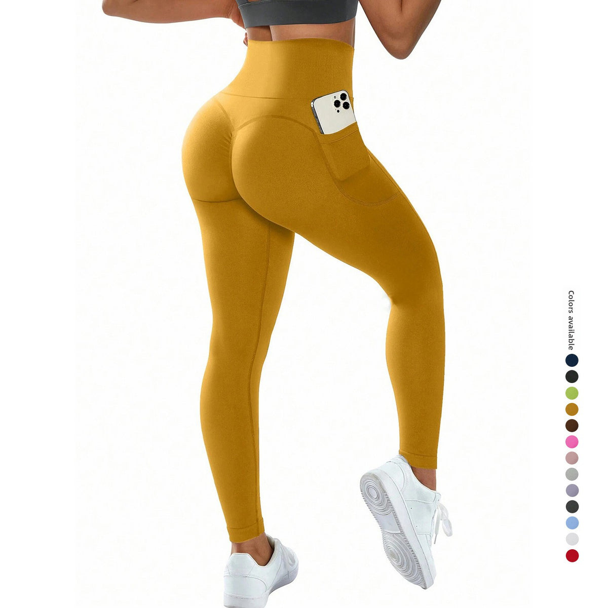 Women's high-waist pocketed athletic leggings